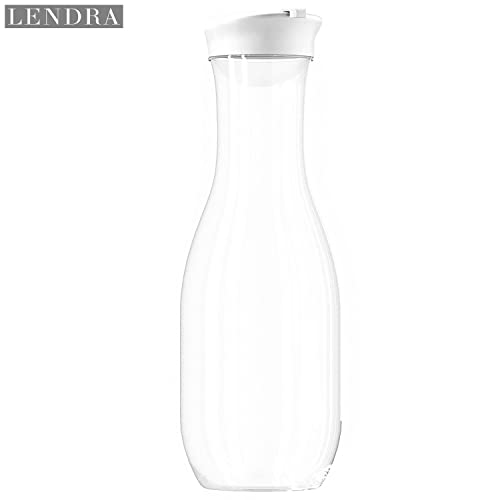 8 Pack Large Carafe Pitchers - 1 liter, Narrow-Neck and Easy-Grip Water, Wine & Juice Carafes with Sturdy Screw-on Lids, Great for Mimosa Bar - by Lendra