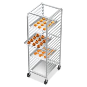 VINGLI Upgraded 20-Tier Full/Half Sheet Pan Rack, Aluminum Bakery Rack, Speed Rack, Bakers Rack with Lockable Wheels for Home Commercial Kitchen, Restaurant, Cafeteria, Dessert Shop, 68.5”H