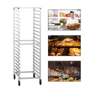 VINGLI Upgraded 20-Tier Full/Half Sheet Pan Rack, Aluminum Bakery Rack, Speed Rack, Bakers Rack with Lockable Wheels for Home Commercial Kitchen, Restaurant, Cafeteria, Dessert Shop, 68.5”H