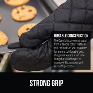 Gorilla Grip Heat Resistant Thick Cotton Oven Mitts Set, Soft Quilted Lining, Strong Grip Potholders for Hot Pans and Oven, Kitchen Mitt Pair Protect Hands, Cooking Baking BBQ Gloves, 13 Inch, Black