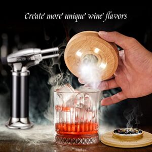 2023 New Cocktail Smoker Kit with Torch with 4 Wood Chips Flavors, Old Fashioned Drink Smoker with Light Up LED Coaster, Infuse Cocktails, Wine, Whiskey, Cheese, Salad, Meats, Whiskey Gifts for Men Women (No Butane)