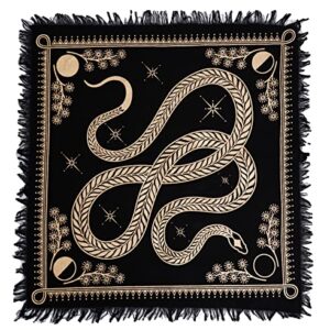 ASAV Tarot Altar Cloth Golden Snake Dragon Table Napkin Cloth Witchery Supplies Home Decor Wall Art Spiritual Witchcraft Square (24x24 Inches (61x61 Cm))