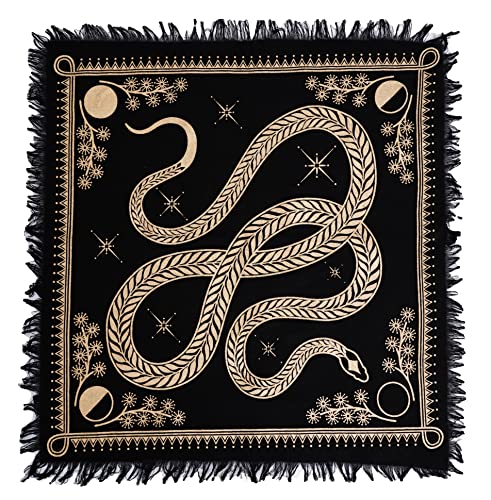 ASAV Tarot Altar Cloth Golden Snake Dragon Table Napkin Cloth Witchery Supplies Home Decor Wall Art Spiritual Witchcraft Square (24x24 Inches (61x61 Cm))