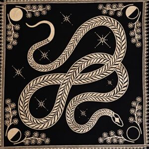 ASAV Tarot Altar Cloth Golden Snake Dragon Table Napkin Cloth Witchery Supplies Home Decor Wall Art Spiritual Witchcraft Square (24x24 Inches (61x61 Cm))