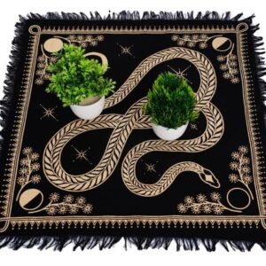 ASAV Tarot Altar Cloth Golden Snake Dragon Table Napkin Cloth Witchery Supplies Home Decor Wall Art Spiritual Witchcraft Square (24x24 Inches (61x61 Cm))