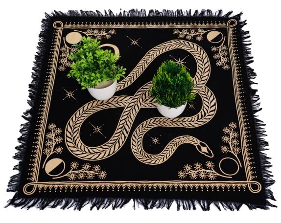 ASAV Tarot Altar Cloth Golden Snake Dragon Table Napkin Cloth Witchery Supplies Home Decor Wall Art Spiritual Witchcraft Square (24x24 Inches (61x61 Cm))