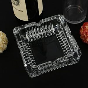 UZQL Ashtray, Glass Ashtray Square Crystal Ashtray, Classic Design Ashtray for Weed, Home Large Ashtrays for Cigarettes Outdoor （4.1 inch）