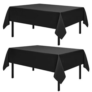 Romanstile 2 Pack Black Tablecloth 60 x 84 Inch, Rectangle Table Clothes for 4 Feet Tables - Stain and Wrinkle Resistant Washable Polyester Table Cover for Dining Table and Parties