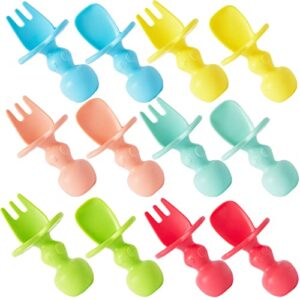 12 pack baby utensils, silicone baby spoons self feeding and baby forks, toddler utensils for baby led weaning, chewable utensils first stage