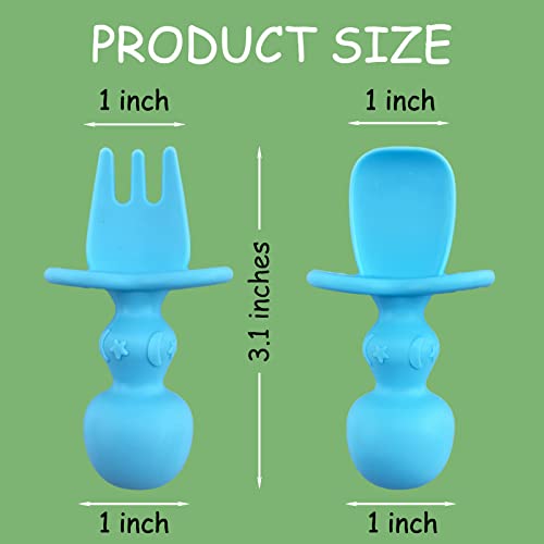 12 Pack Baby Utensils, Silicone Baby Spoons Self Feeding and Baby Forks, Toddler Utensils for Baby Led Weaning, Chewable Utensils First Stage