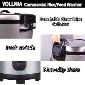 YOLLNIA Commercial Rice Warmer, 18.1QT/100 CUP Portable Food & Rice Warmer (Not a Cooker) / 122℉- 178℉ Adjustable Temperature| 130W | Non-stick Inner Pot| Fit For Restaurant/Party/Family