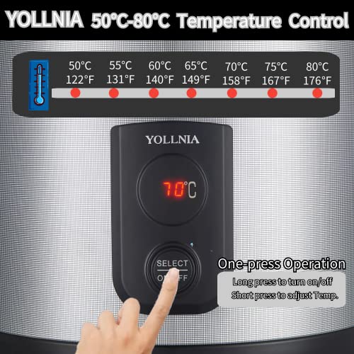 YOLLNIA Commercial Rice Warmer, 18.1QT/100 CUP Portable Food & Rice Warmer (Not a Cooker) / 122℉- 178℉ Adjustable Temperature| 130W | Non-stick Inner Pot| Fit For Restaurant/Party/Family