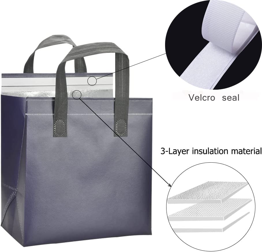 SDQCLIIF insulated take out bags,restaurant takeaways bags with sturdy Self-adhesive stickers and handles,ideal for uber eats,Cold or hot Food Delivery,Restaurant takeaways,Picnic party