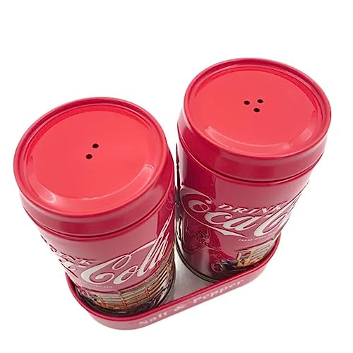 The Tin Box Company Coca Cola Salt and Pepper Set with Holder, Red (776817-12)