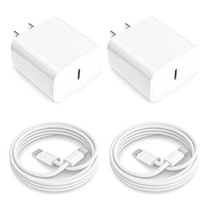 [mfi certified] iphone 14 13 12 11 fast charger, 2pack 20w pd type c wall charger block with 6ft usb-c to lightning cables compatible with iphone 14/13/ 12/11/ xs/xr/x/ 8 plus/ipad,white