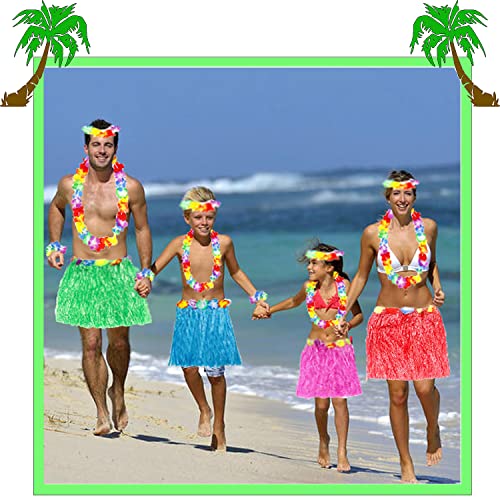 Hawaiian Luau Hula Skirts Decorations , Grass Skirts, Hawaiian Grass Skirts Bracelet & Necklace for Tropical Beach Party Holiday Birthdays Gifts Party Favor Party Decorations Favors Supplies