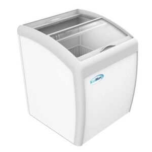 Koolmore MCF-6C Commercial Ice Cream Freezer Display Case; Glass Top Chest Freezer 2 Storage Baskets And Clear; Sliding Lid; 5.7 Cu. Ft. Capacity; White