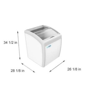 Koolmore MCF-6C Commercial Ice Cream Freezer Display Case; Glass Top Chest Freezer 2 Storage Baskets And Clear; Sliding Lid; 5.7 Cu. Ft. Capacity; White