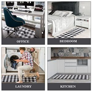 MAYHMYO Kitchen Mats 2 PCS Anti Fatigue Kitchen Rugs Non Skid Waterproof Kitchen Floor Mat Cushioned Black and White Kitchen Rugs Farmhouse Comfort Standing Kitchen Mats for Floor, House, Sink, Office