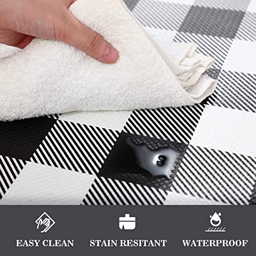 MAYHMYO Kitchen Mats 2 PCS Anti Fatigue Kitchen Rugs Non Skid Waterproof Kitchen Floor Mat Cushioned Black and White Kitchen Rugs Farmhouse Comfort Standing Kitchen Mats for Floor, House, Sink, Office