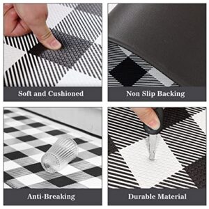 MAYHMYO Kitchen Mats 2 PCS Anti Fatigue Kitchen Rugs Non Skid Waterproof Kitchen Floor Mat Cushioned Black and White Kitchen Rugs Farmhouse Comfort Standing Kitchen Mats for Floor, House, Sink, Office