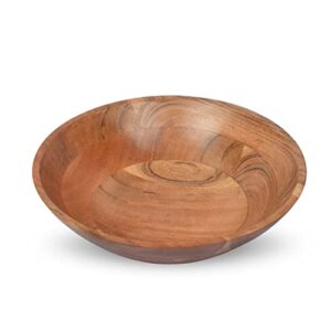 samhita acacia wood serving bowl, fruit bowl, friendly and perfect for salad, vegetables and fruit,single salad bowl (10" x 10" x 3")