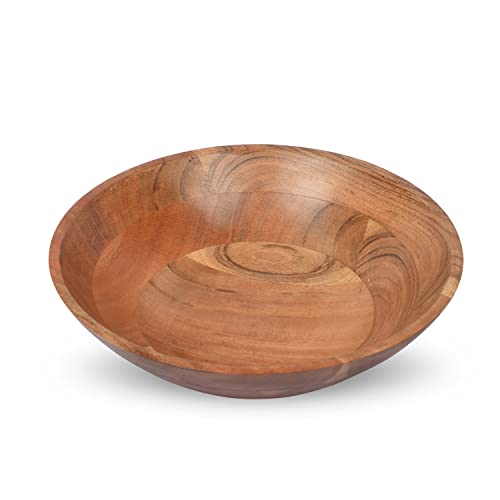 Samhita Acacia Wood Serving Bowl, Fruit Bowl, Friendly and Perfect for Salad, Vegetables and Fruit,Single Salad Bowl (10" x 10" x 3")