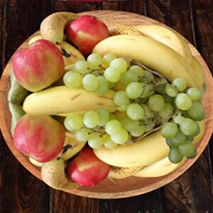 Samhita Acacia Wood Serving Bowl, Fruit Bowl, Friendly and Perfect for Salad, Vegetables and Fruit,Single Salad Bowl (10" x 10" x 3")