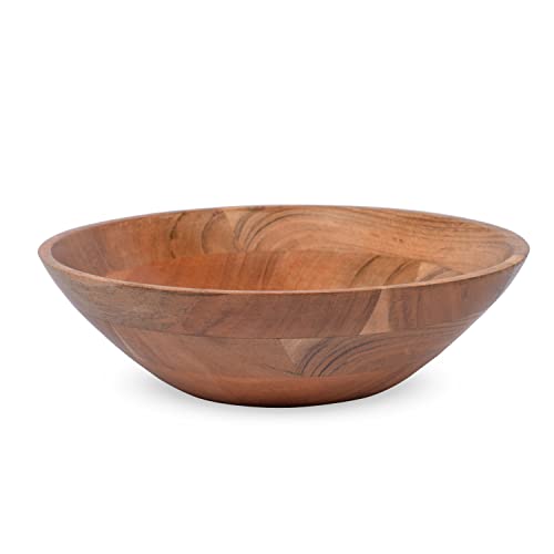 Samhita Acacia Wood Serving Bowl, Fruit Bowl, Friendly and Perfect for Salad, Vegetables and Fruit,Single Salad Bowl (10" x 10" x 3")