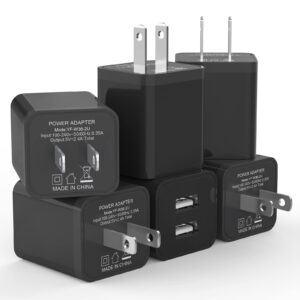 6pack usb wall charger, igenjun 2.4a phone charger dual usb port cube power plug adapter fast wall charger block compatible with iphone 14/14 pro/13/13 pro, samsung galaxy, pixel, lg, android-black