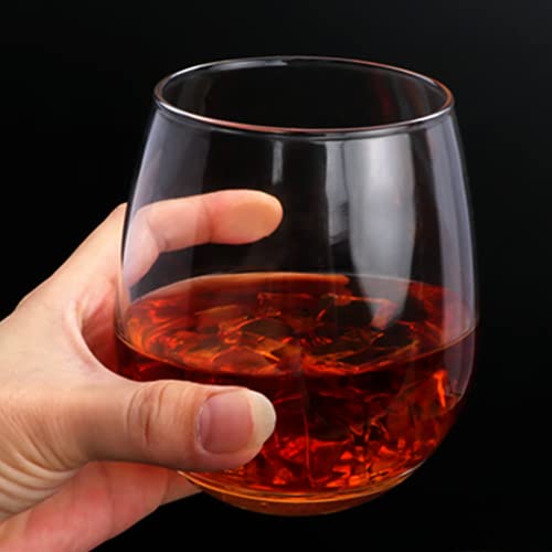 Stemless Wine Glasses Set of 12,16 OZ Stemless Wine Glass Cups,Clear Christmas Red Wine Glassware White Wine Glass Tumblers,Elegant Crystal Bourbon Glasses Water Cups for Wine,Whiskey