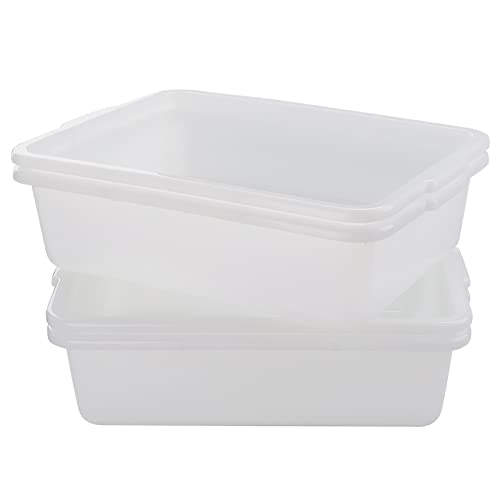 Parlynies 4-Pack 25 L Commercial Bus Box/Tote Box, Plastic Utility Bus Tub, White