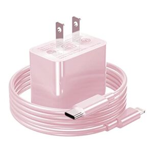 [apple mfi certified] iphone charger apple block usb c fast wall plug with 6ft usb c to lightning cable for iphone13/14/14 plus/12/pro/pro max/11/air pods pro/ipad air 3/min4 (pink, 1pack)