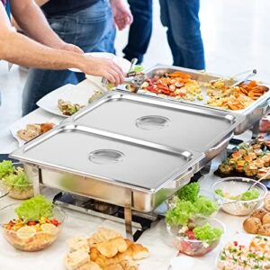 Restlrious Hotel Pan Full Size Stainless Steel Steam Table Pan with Lid, 4" Deep Chafer Food Pan, Pack of 4 Stackable Anti-Jam Steam Pan for Hotel, Restaurant Supplies, Party, Buffet & Event Catering