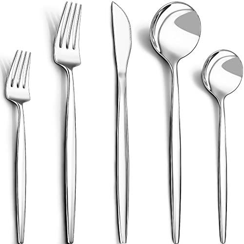 40-Piece Silverware Set for 8, CEKEE Stainless Steel Flatware Cutlery Set for Home Restaurant Hotel Apartment, Kitchen Utensils Set Included Knife Spoon and Fork Set- Mirror Polished & Dishwasher Safe