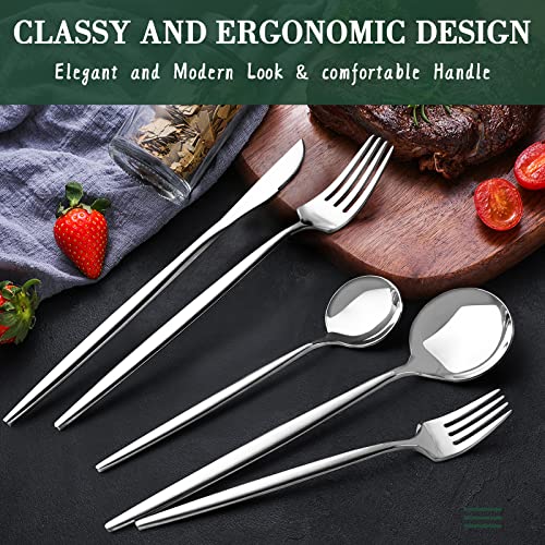 40-Piece Silverware Set for 8, CEKEE Stainless Steel Flatware Cutlery Set for Home Restaurant Hotel Apartment, Kitchen Utensils Set Included Knife Spoon and Fork Set- Mirror Polished & Dishwasher Safe