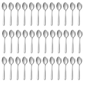 36 pieces teaspoons set (6.2 inch), pleafind spoons silverware, stainless steel tea spoons, small spoons, mirror polished teaspoon, dessert spoons for home, kitchen, restaurant, dishwasher safe