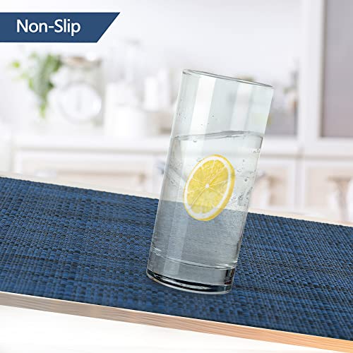 SLKQG Navy Blue Placemats Set of 8 - Easy Clean Washable Vinyl Placemats - Wipeable Heat Resistant Table Mats for Dining Table - 17x12 Inch (Navy Blue, 8)