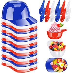 fjzz 48 pack baseball helmet ice cream bowls with spoons 8oz mini dessert cups sundae bowls parfait cups appetizer cups, reusable serving baseball cup bowls for birthday party
