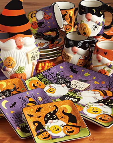 Certified International Halloween Gnomes 9" Salad/Dessert Plates, Set ot 4, Multicolor