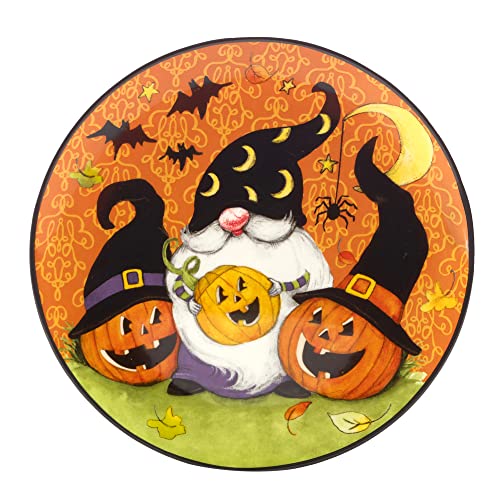 Certified International Halloween Gnomes 9" Salad/Dessert Plates, Set ot 4, Multicolor