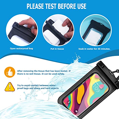 6 pcs Waterproof Phone Pouch Universal Phone Waterproof Case Compatible for iPhone 11 13 12 Max Pro XS Samsung Galaxy s22 s10 Up to 6.9", IPX8 Plastic Cell Phone Dry Bags