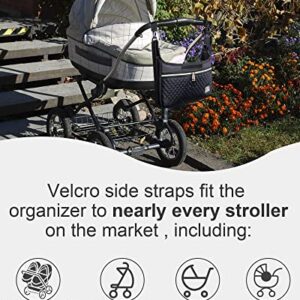 YaKuss Universal Stroller Organizer Bag with Cup Holder Shoulder Diaper Handbag Baby Accessories Three Way to Carrier Fits Britax, Uppababy, Baby Jogger, BOB and Donna Stroller,1.0 Black