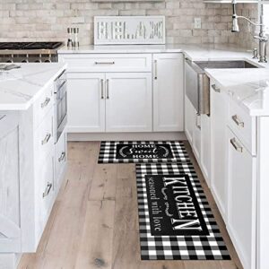 HOLVDENG Buffalo Plaid Kitchen Mat Set of 2 Non Slip Thick Kitchen Rugs and Mats for Floor Comfort Standing Mats for Kitchen, Sink, Office, Laundry, 17"x47"+17"x28"