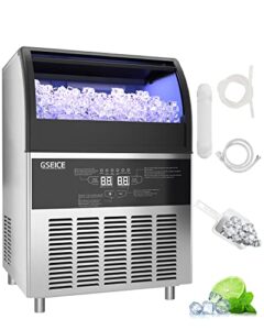 gseice commercial ice maker machine, 300lbs/24h ice machine with 80lbs storage ice bin, stainless steel big storge ice maker ideal for home coffee shop bars and restaurant