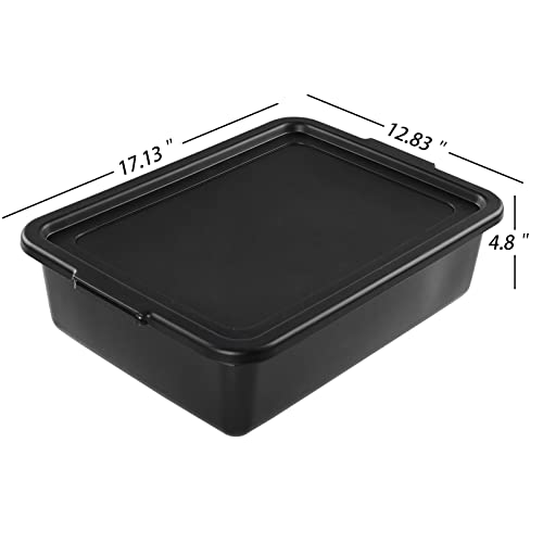 Idomy 3-Pack 13 L Black Commercial Bus Tub, Plastic Bus Box with Lids