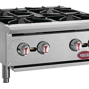 Kratos 29Y-071 4-Burner Gas Hot Plate, 24"W, Natural Gas, Field Convertible to LP