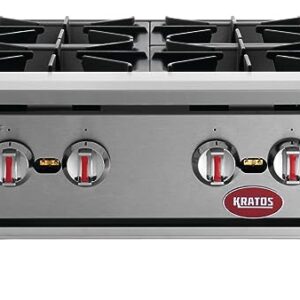 Kratos 29Y-071 4-Burner Gas Hot Plate, 24"W, Natural Gas, Field Convertible to LP