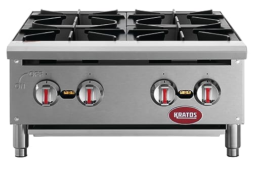 Kratos 29Y-071 4-Burner Gas Hot Plate, 24"W, Natural Gas, Field Convertible to LP