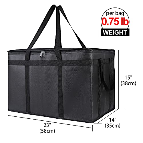 Bodaon 4-Pack Insulated Food Delivery Bag, XXX-Large Meal Grocery Tote Insulation Bag for Hot and cold Food, Commercial, Large Capacity Reusable Warming Bag, Black